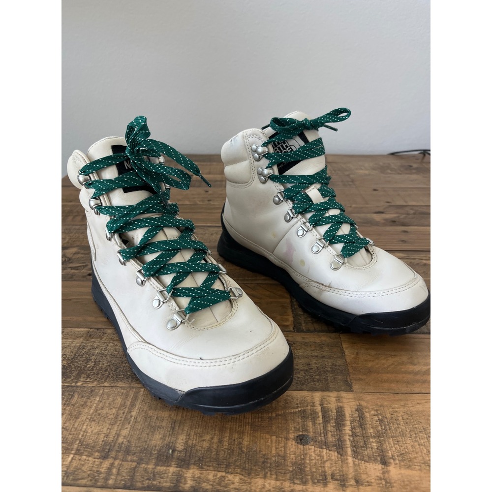 The North Face Ballard III Leather Hiking Boots Cream White Green NF0A83NY 9